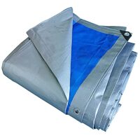 Prelata impermeabila cu inele 5 x 6 m - 180 g/mp, argintiu - albastru, DSH 104268