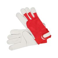 Mănuși lucru bumbac/piele,mărime 8,rosu