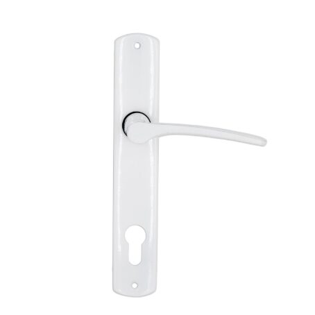 Set manere din aluminiu cu sild pentru usa de interior cu cilindru finisaj alb 90mm Yale A 671 RVA AP