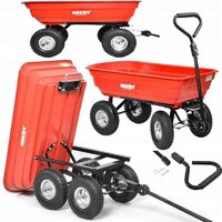 Remorca / carucior pentru Tractorase de tuns iarba Hecht 52145, capactitate incarcare 250 kg, cu maner