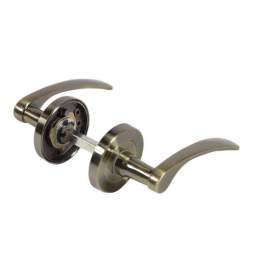 Set manere cu arc pentru usi de interior din lemn NAPOLI fara rozete inferioare finisaj alama antic Yale 35-ZR-A075-NE-09-01