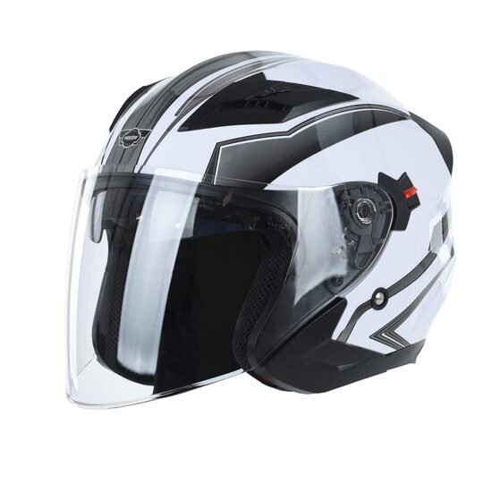 Casca moto scuter HECHT 51627XS, design modern, alb-negru, marimea XS 53-54 cm