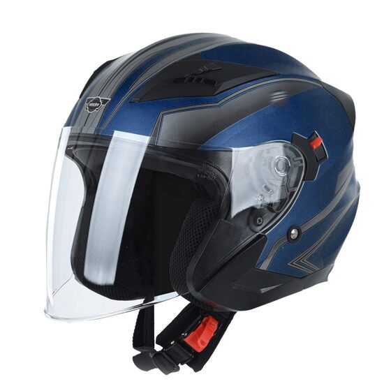 Casca moto scuter HECHT 53627M, design modern, bluemarin-negru, marimea M 57-58 cm