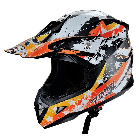 Casca moto ATV integrala HECHT 53915XL, design mozaic, material ABS, marime XL 61 cm, portocaliu