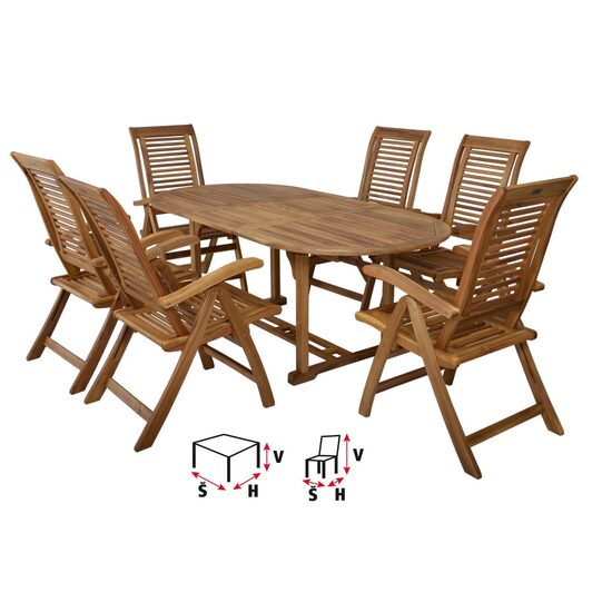 Set mobilier pentru gradina HECHT Camberet set, masa si 6 scaune, lemn de salcam