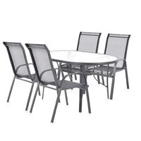 Set mobilier pentru gradina HECHT Ekonomy Set 4, masa cu 4 scaune, schelet metalic