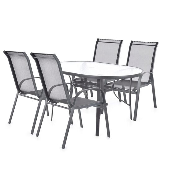 Set mobilier pentru gradina HECHT Ekonomy Set 4, masa cu 4 scaune, schelet metalic