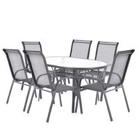Set mobilier pentru gradina HECHT Ekonomy Set 6, masa cu 6 scaune, schelet metalic
