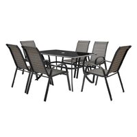 Set mobilier pentru gradina HECHT Honey Set 6, aluminiu/sticla, masa 150 x 90 x 72 cm, 6 x scaune 58 x 74 x 97 cm