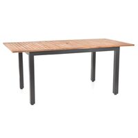 Masa pentru gradina si terasa HECHT MONTANA TABLE, blat din lemn salcam, cadru din profile aluminiu, 140/180 x 90 x 77.5 cm