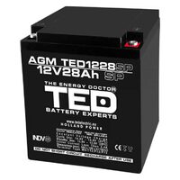 Acumulator AGM VRLA 12V 28A dimensiuni speciale 165mm x 125mm x h 175mm M6 TED Battery Expert Holland TED003430 (1)