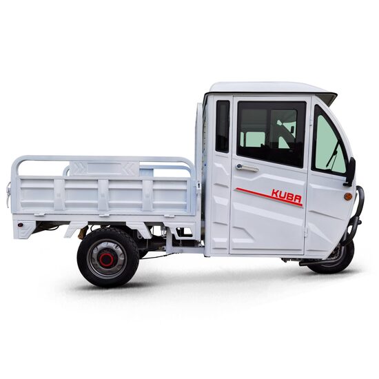 Tricicleta electrica Kuba E-KAMYONET cu cabina bena basculabila obloane rabatabile 1500W 72V 58Ah, viteza max. 45 km/h (cu permis categ. AM)
