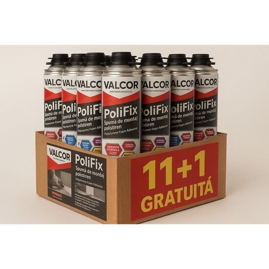 Pachet PROMO spuma adeziv poliuretanic pentru polistiren aplicare cu pistolul mare 11+1 gratis Valcor VLC41001_P