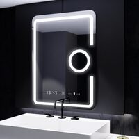 Oglinda LED senzor Fortuna cu functie dezaburire si lupa cosmetica 60x80 cm colectia Marcello Funghi AT1CT-D1OC-RS1S-W05