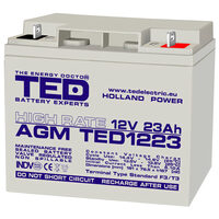 Acumulator 12V High Rate, Dimensiuni 181 x 76 x 167 mm, Baterie 12V 23Ah F3, TED Electric TED003348