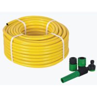 Furtun PVC cu  insertie galben si set accesorii 3/4 20m/rola
