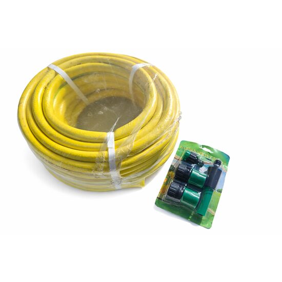 Furtun PVC cu  insertie galben si set accesorii 3/4 20m/rol Valcor VLC63015