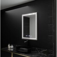 Oglinda LED Rectangulara 60x80- Verite Imperial Silver Motion Glow Marcello, Sistem Dezaburire, Termometru & Ceas, Dimabila AT1CT-IM1P-OG1D-W02/60X80