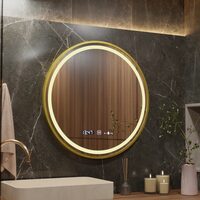 Oglinda LED rotunda 60cm Celeste Royale Gold MotionGlow Marcello sistem dezaburire ceas & termometru dimabila