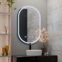 Oglinda LED ovala 50x80cm Eminence MotionGlow Marcello cu sitem dezaburire ceas si termometru dimabila AT1CT-IM1P-OG1D-W14/50X80
