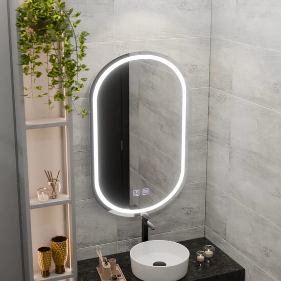 Oglinda LED ovala 50x80cm Velara Touch Sistem dezaburire dimabila AT1CT-IM1P-OG1D-E06S/50X80