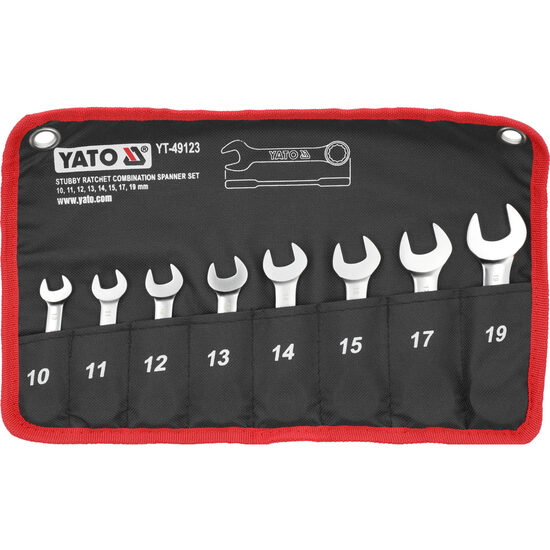 Set 8 chei combinate scurte cu clichet Yato YT-49123