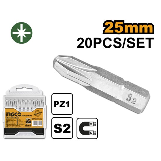 Set biti pz2 scurti 20 bucati - Ingco SDB11PZ213