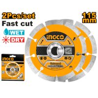 Disc diamantat segmentat 115 set 2 bucati, pentru taierea pietrei, betonului si ceramicii - Ingco DMD0111523