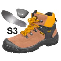 Bocanci protectie piele intoarsa+textil cu talpa varf metalic 42, pentru protectie in conditii dificile - Ingco SSH12S1P.42