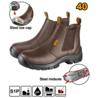Ghete protectie maro cu varf talpa metalica 41 - Ingco SSH08S1P.41