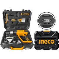 Trusa pistol cu aer cald cu afisaj lcd 2000 w cu reglaj si accesorii, ideal pentru decapare, dezlipire si uscare rapida - Ingco HG200028-1
