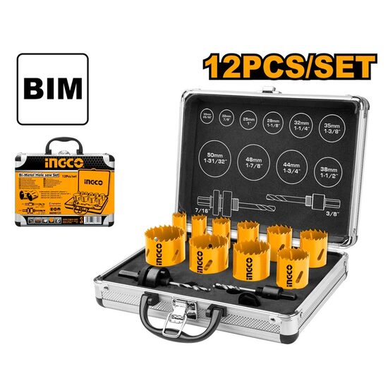 Set trusa carote de metal 12 bucati 20-50 mm - Ingco AKH0121