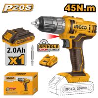 Masina de insurubat bormasina 45 nm, 15+1 trepte, 20 v cu acumulator 2 ah, pentru insurubare rapida - Ingco CDLI20051E
