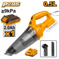 Aspirator de mana 20 v 0,5 l cu 1 acumulator 2 ah, pentru aspirare portabila si rapida - Ingco CVLI20126