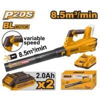 Suflanta aer 20 v cu 2 acumulatori 2 ah, 8,5 m3/min, 42 m/s - Ingco CABLI204282