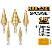 Set trusa burghie conice in trepte 5 bucati 4-35 mm - Ingco AKSDS2051
