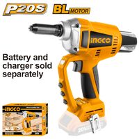 Pistol pentru nituri nituit electric 20 v, 25 mm, 20 kn, fara acumulator - Ingco CRTLI2005