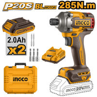 Masina de insurubat cheie cu impact 285 nm, 1/4, 20 v cu 2 acumulator 2900 bpm, brushless, pentru insurubare rapida - Ingco CIRLI2028E