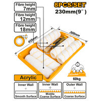 Set trafaleti cu pensula tava interior/exterior 8 bucati, pentru vopsit si finisaje - Ingco HKTCB83230083