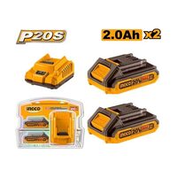 Baterie (acumulator) 20 v 2 ah set 2 bucati cu incarcator p20 s - Ingco FBCPK1222E