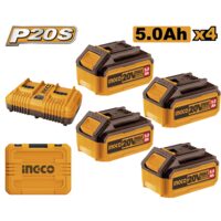 Pachet baterie (acumulator) 20 v 5 ah set 4 bucati cu incarcator dublu p20 s - Ingco FBCLI20245