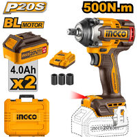 Masina de insurbat cheie cu impact 20 v bl 1/2 500 nm cu 2 x 4,0 ah cu baterie - Ingco CIWLI2050