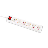 Prelungitor 5m 6 prize cu intrerupator, alb, Inlet
