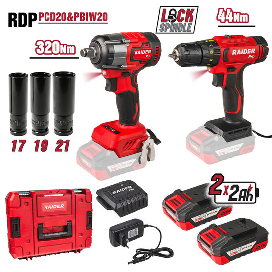 R20 Masina insurubat cu impact 1/2" 320Nm 2x2Ah RDP-PCDIW20, Raider Pro 030253