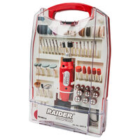 Set mini polizor drept 230V și 12V DC 110 accesorii RD-MG14, Raider Power Tools 044114