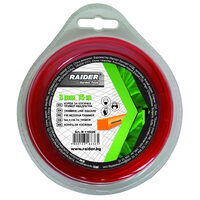Fir patrat pt motocoasa Ø3.0mm x 15m rosu, Raider Garden Tools 110226