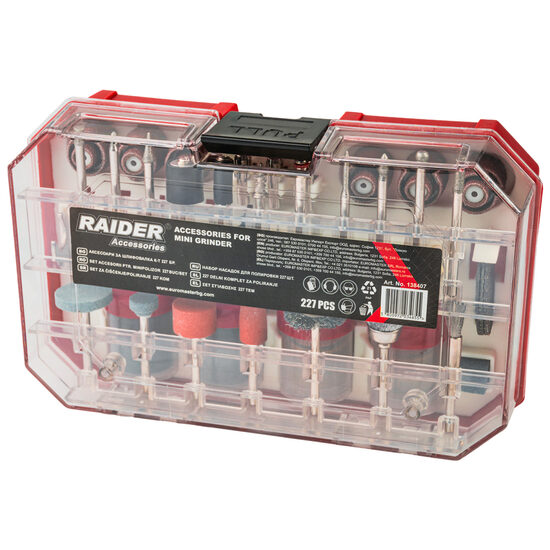 Set 227 accesorii pentru mini polizor drept, Raider Power Tools 138407