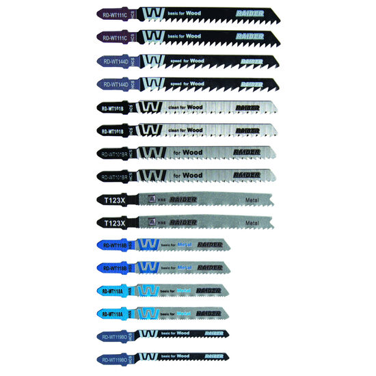Set 16 buc lame fierastrau pendular pentru lemn si metal "T", Raider Power Tools 155416