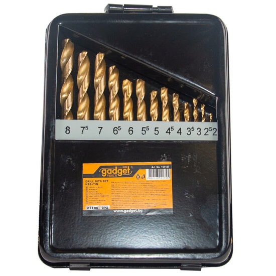 Burghiu ø2.0-8.0mm HSS + TIN set 13pcs metal box GD, Gadget 157107