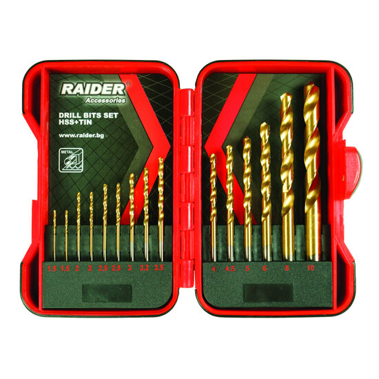 Set burghie pentru metal HSS TIN ø1.5-10mm 15pcs, Raider Power Tools 157789